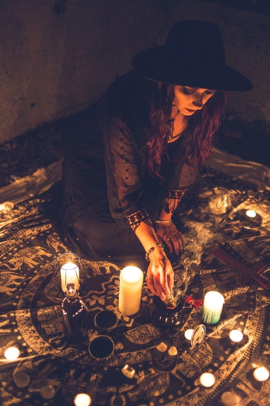 Illustrative candlelit ritual scene